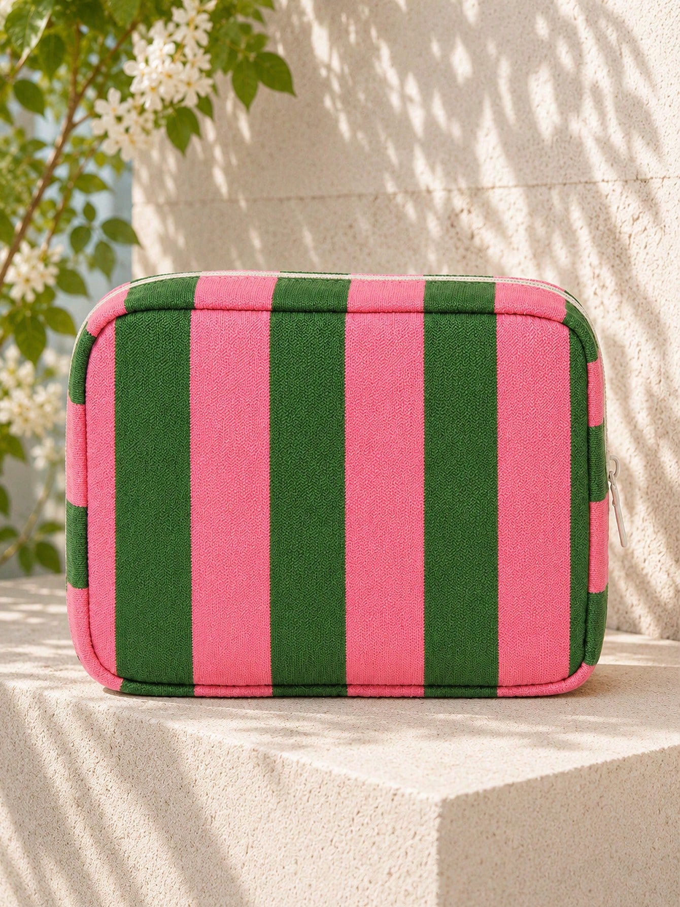 New Striped Makeup Bag, Toiletry Bag, Storage Bag, Large Capacity Cosmetic Storage Bag, Portable Handheld Makeup Storage Bag, Cute Travel Toiletry Bag, Home Storage Bag, Soft Material Travel Makeup Ba
