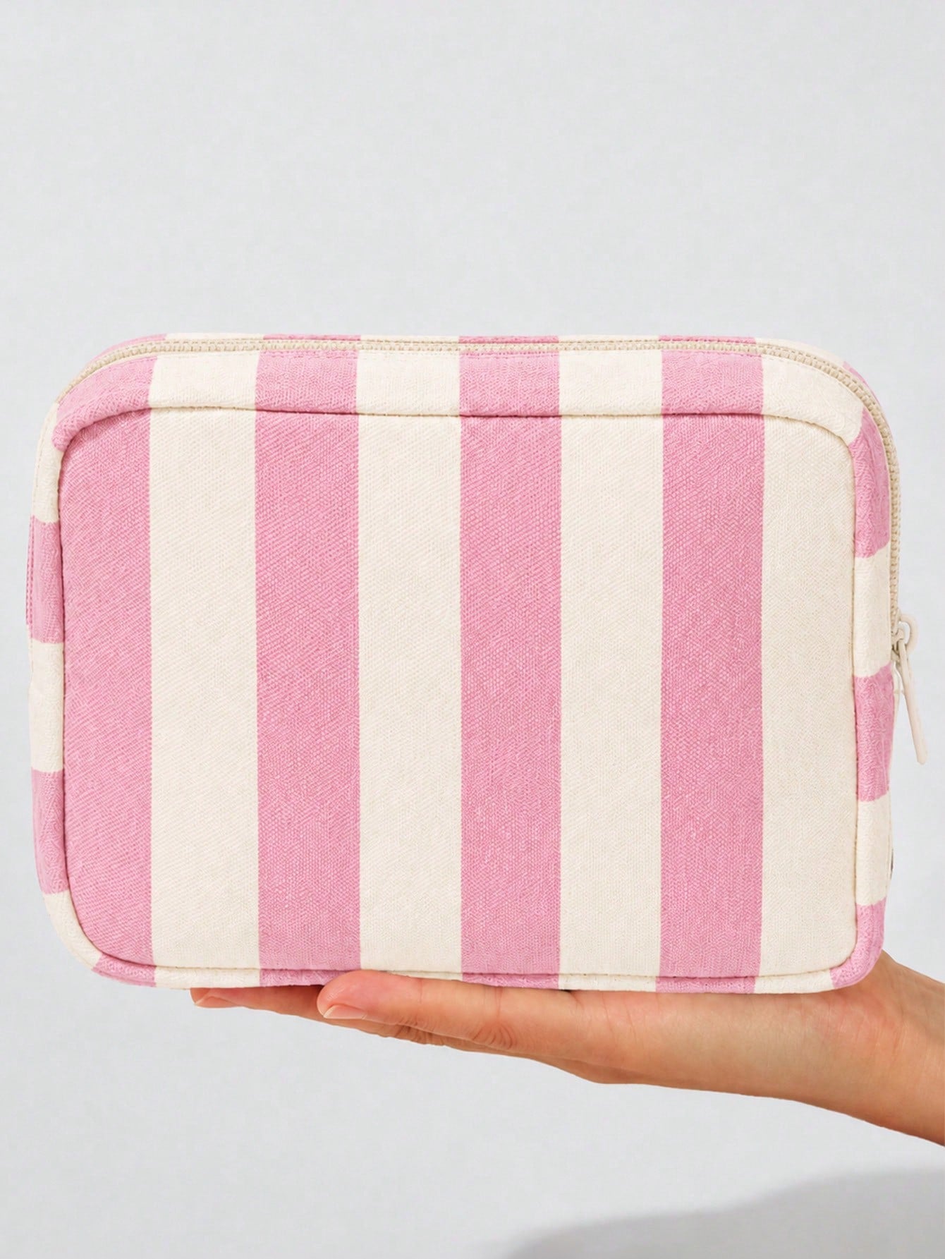 New Striped Makeup Bag, Toiletry Bag, Storage Bag, Large Capacity Cosmetic Storage Bag, Portable Handheld Makeup Storage Bag, Cute Travel Toiletry Bag, Home Storage Bag, Soft Material Travel Makeup Ba
