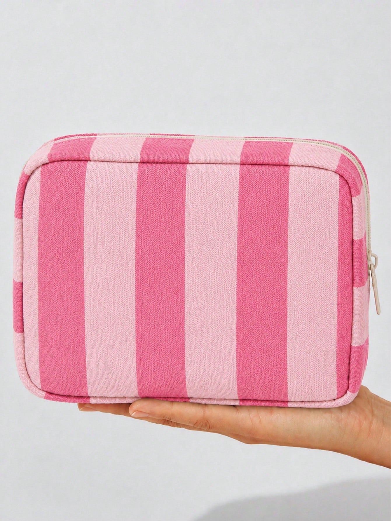 New Striped Makeup Bag, Toiletry Bag, Storage Bag, Large Capacity Cosmetic Storage Bag, Portable Handheld Makeup Storage Bag, Cute Travel Toiletry Bag, Home Storage Bag, Soft Material Travel Makeup Ba