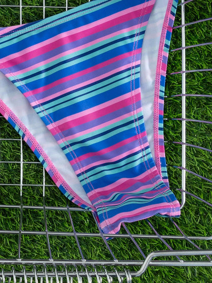 New Stylish Halter Neck Tie-Up Striped Bikini Set For Women, Includes Triangle Top And Bottom Vacation Beach Summer, Aesthetic
