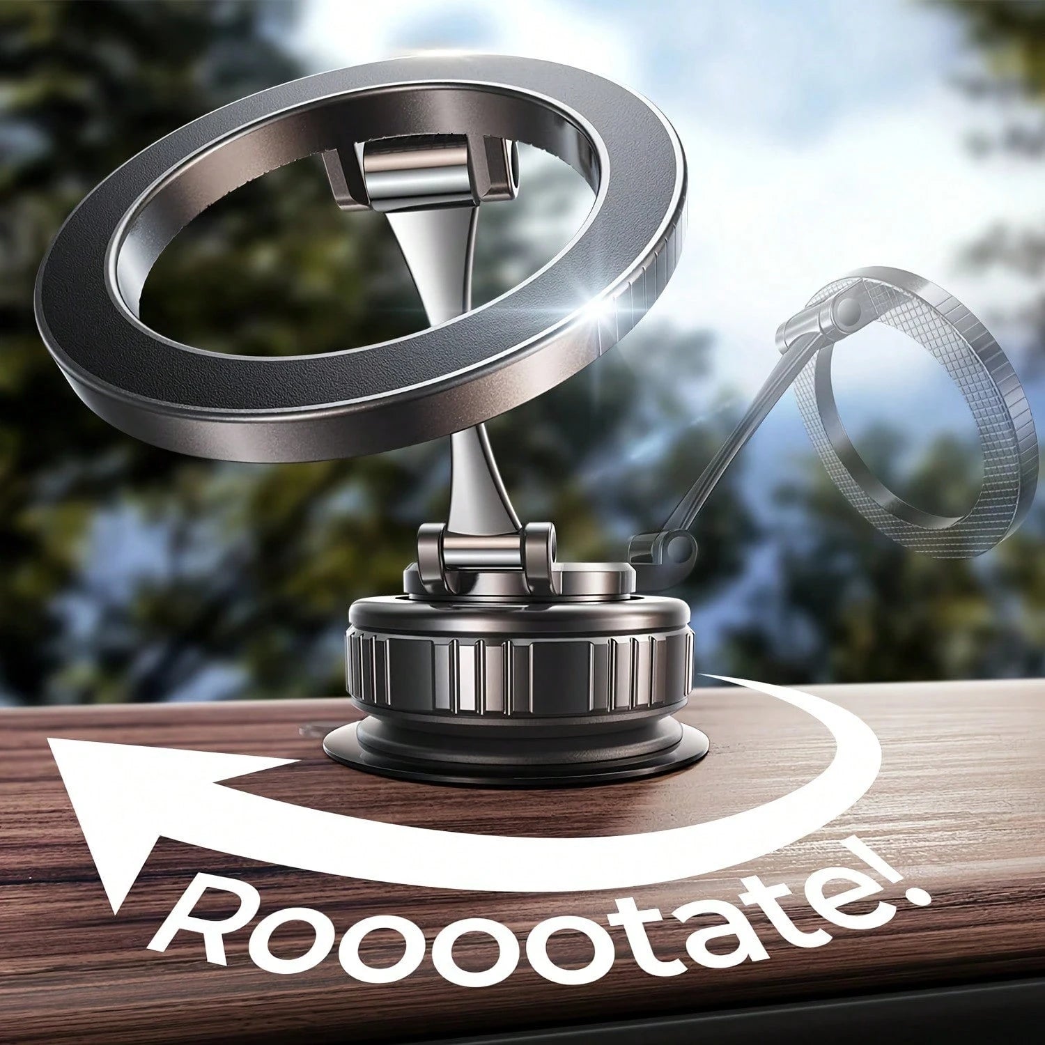 New Upgraded Aluminum Alloy Magnetic Vacuum Car Phone Holder, Compatible With Magsafe, Adjustable Rotating Base, Suction Cup Alloy Sturdy Phone Mount, Suitable Compatible With Apple 17 Pro Max, 360° R