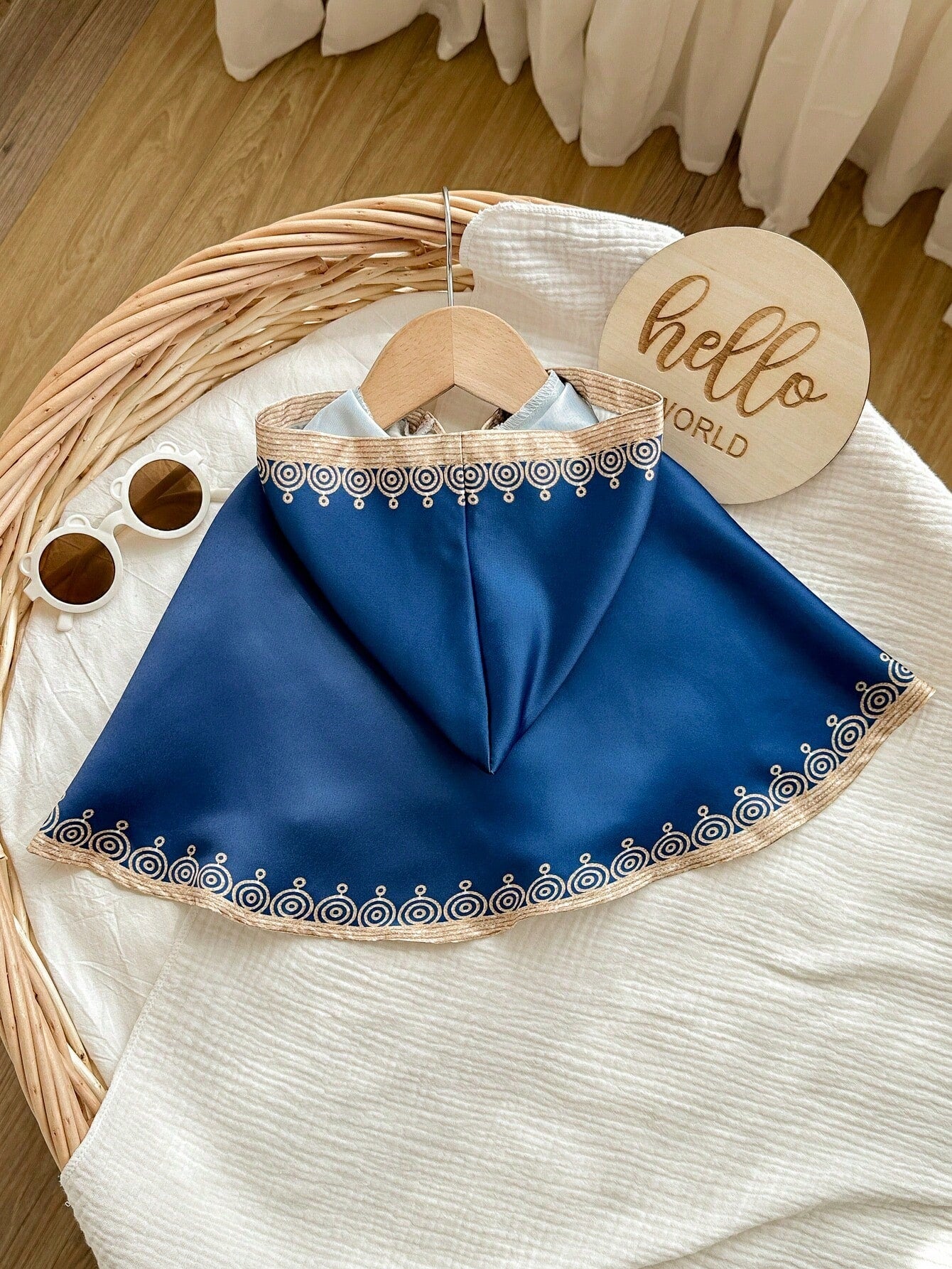 Newborn Baby Boy/Girl Cute Blue & Luxurious Gold Floral Pattern Photography Outfit
