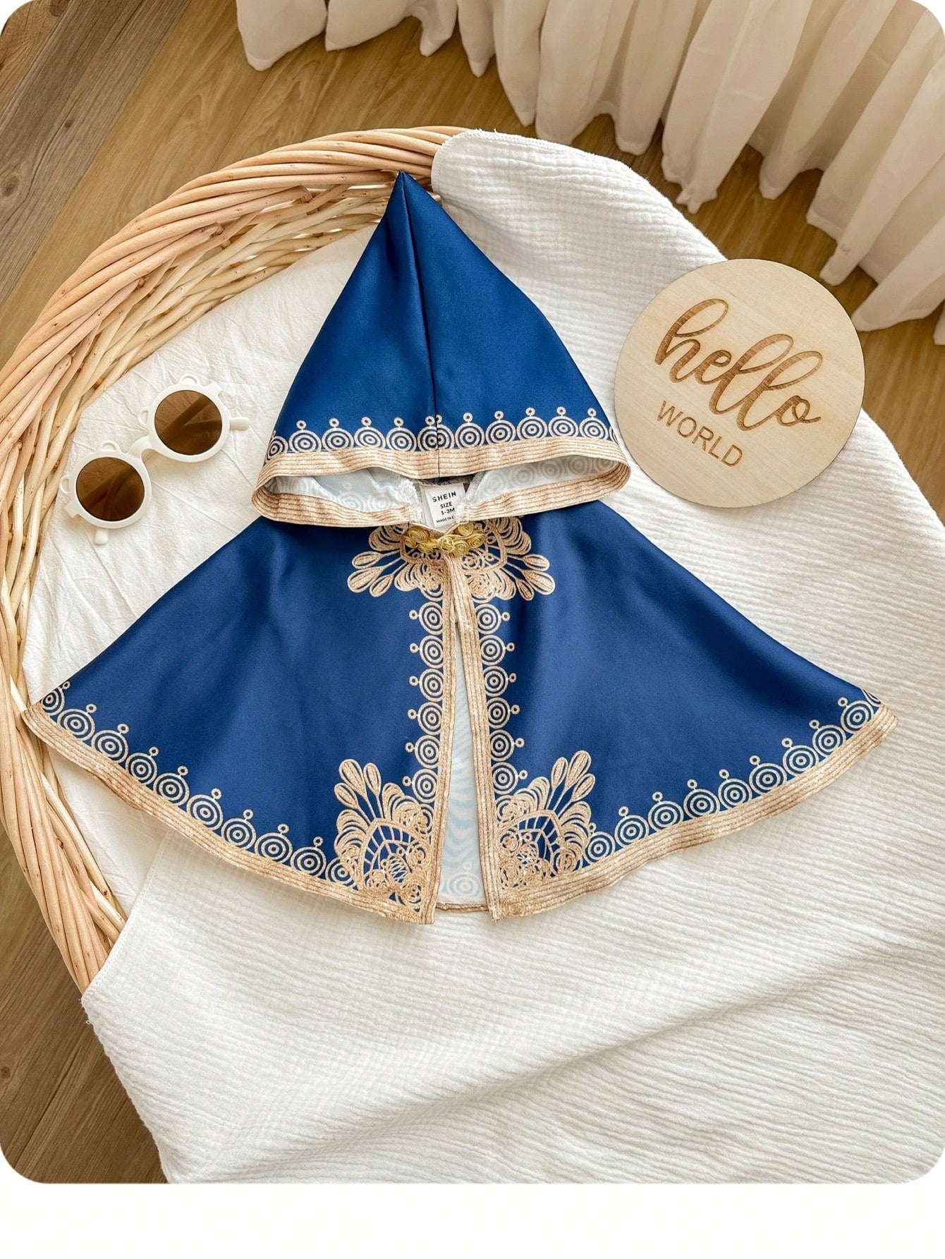 Newborn Baby Boy/Girl Cute Blue & Luxurious Gold Floral Pattern Photography Outfit