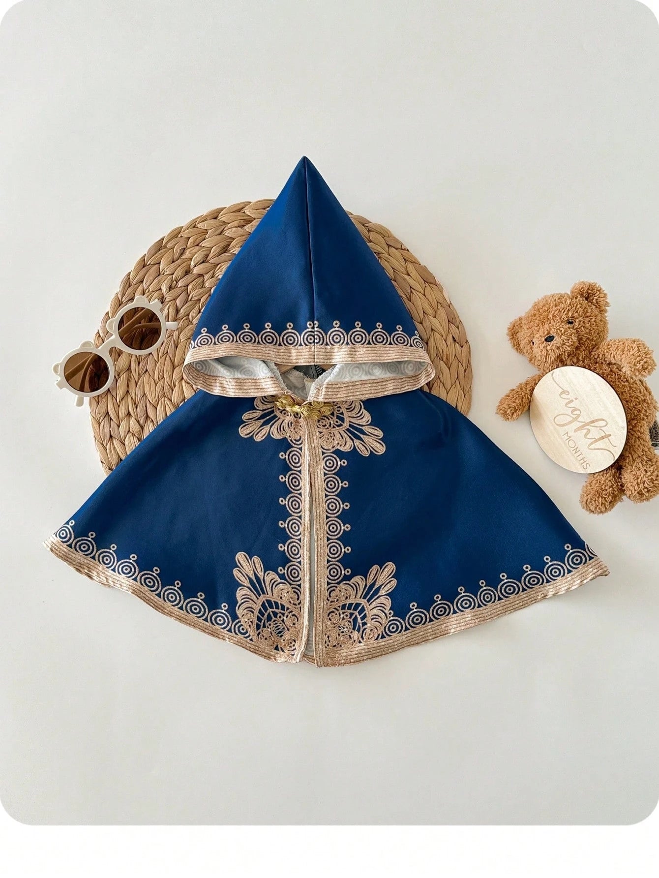 Newborn Baby Boy/Girl Cute Blue & Luxurious Gold Floral Pattern Photography Outfit