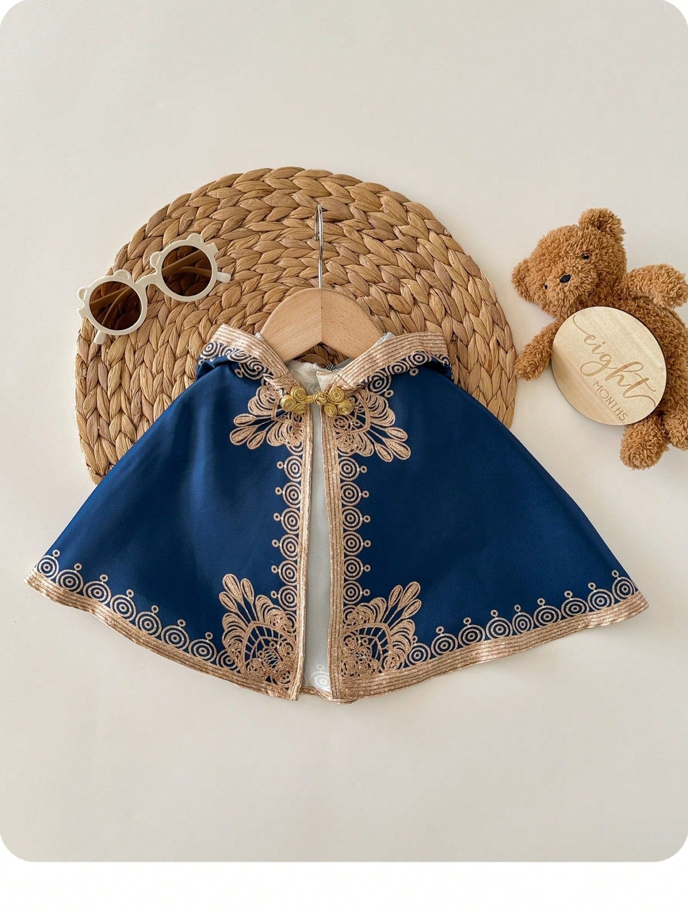 Newborn Baby Boy/Girl Cute Blue & Luxurious Gold Floral Pattern Photography Outfit