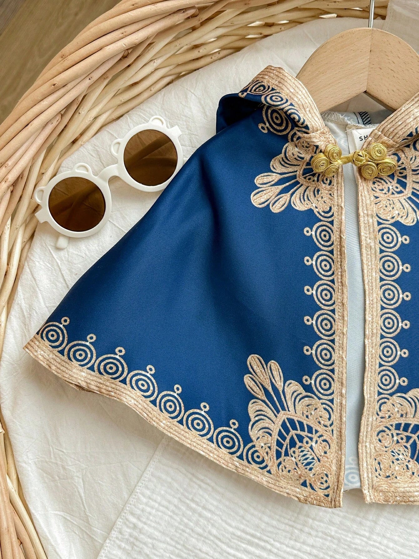 Newborn Baby Boy/Girl Cute Blue & Luxurious Gold Floral Pattern Photography Outfit