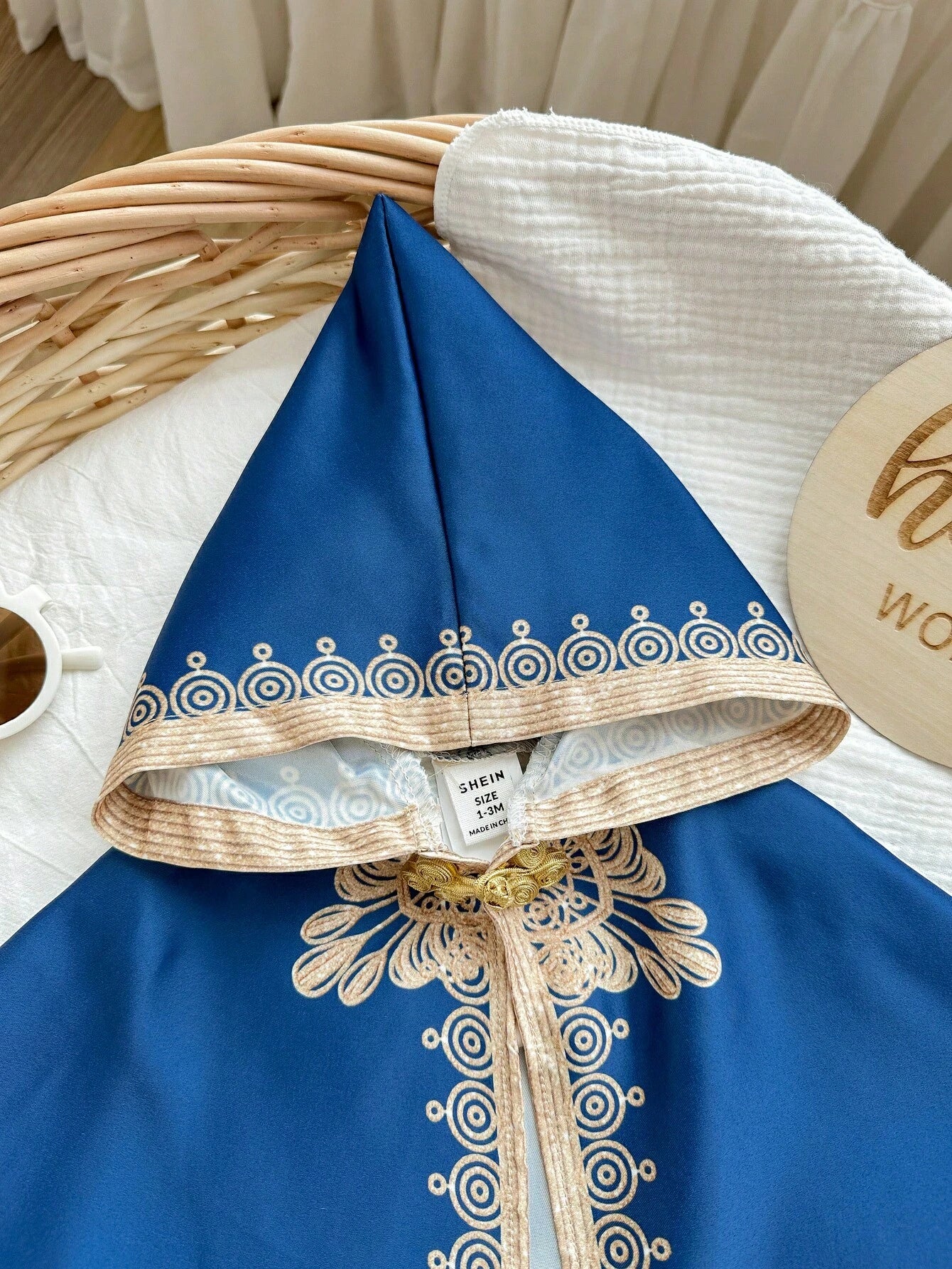 Newborn Baby Boy/Girl Cute Blue & Luxurious Gold Floral Pattern Photography Outfit