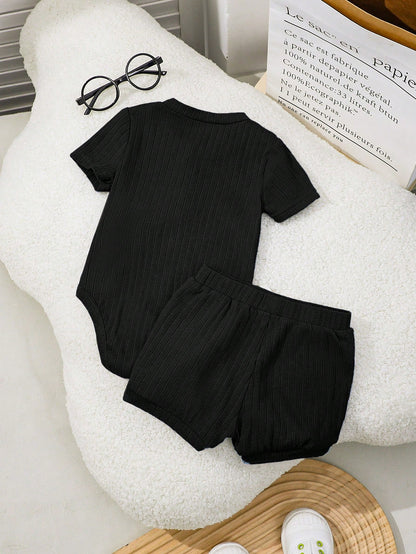 Newborn Baby Boy/Girl Soft & Comfortable Short Sleeve Bodysuit And Shorts Set