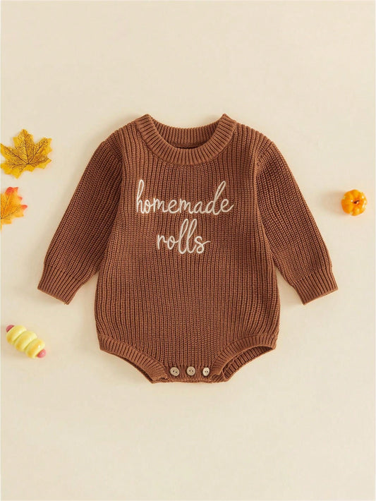 Newborn Baby Boy Girl Thanksgiving Knitted Romper Sweater Long Sleeve Bodysuits Pullover 3M 6M 9M 12M 18M Infant Warm Jumpers Tops Fall Loose Knitwear