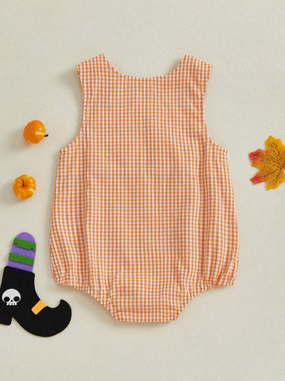 Newborn Baby Boy Halloween Rompers Sleeveless Pumpkin Bodysuits 3M 6M 9M 12M 18M Infant Fall One Piece Short Jumpsuit