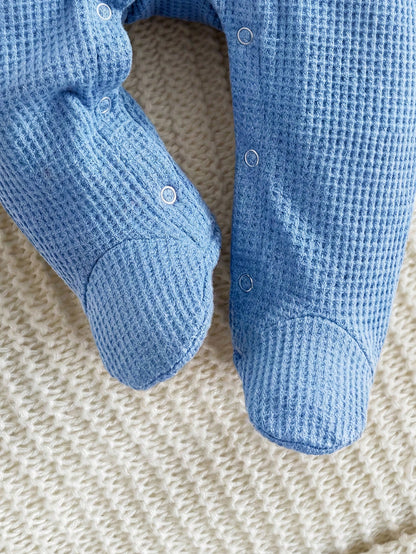 Newborn Baby Girl Cute Casual Knitted Blue Embroidered Romper Pajamas