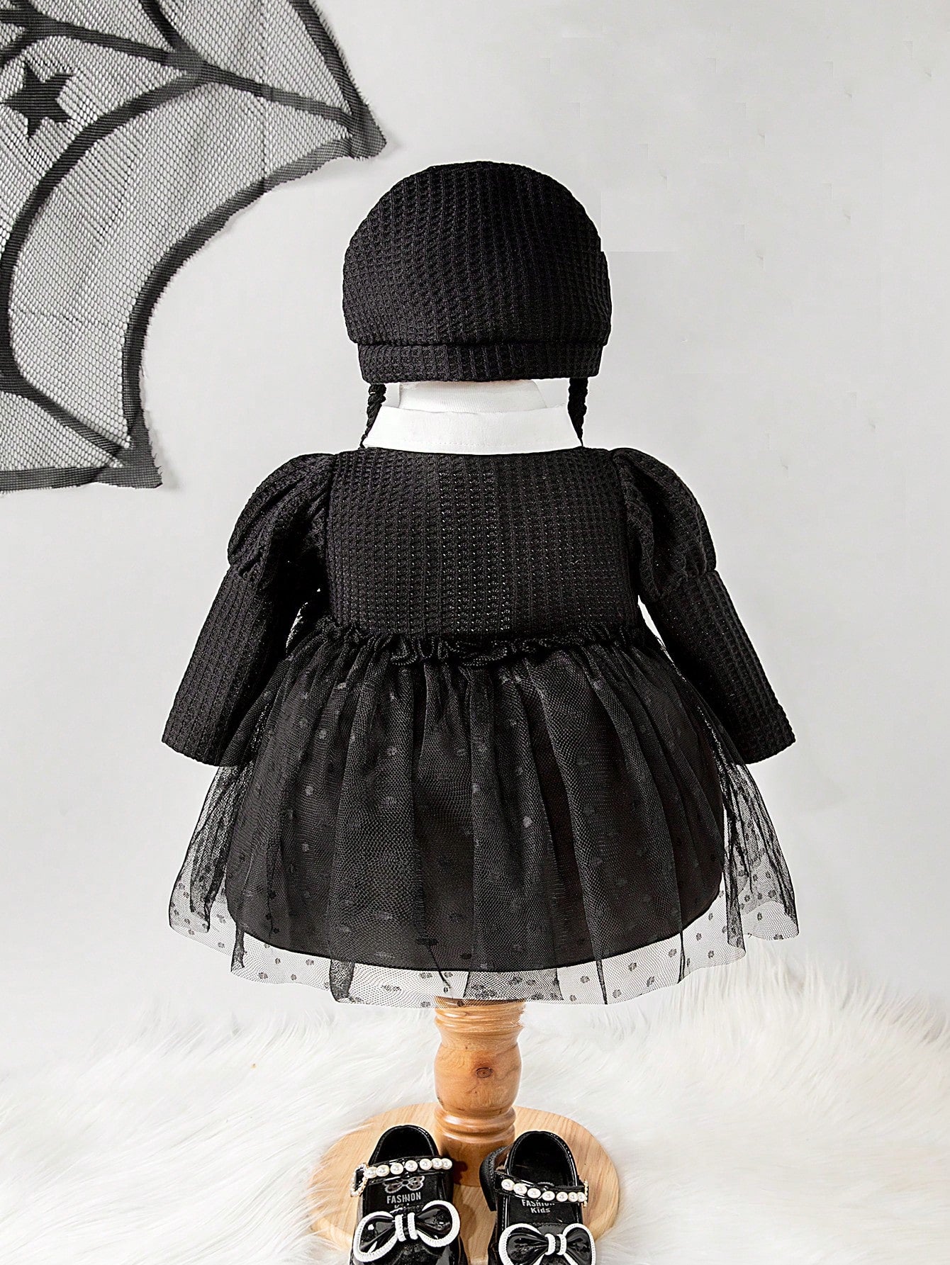 Newborn Baby Girl Halloween Braided Hat With Collar Mesh Dress Costume 2026 New Autumn Fashion Comfortable Cute