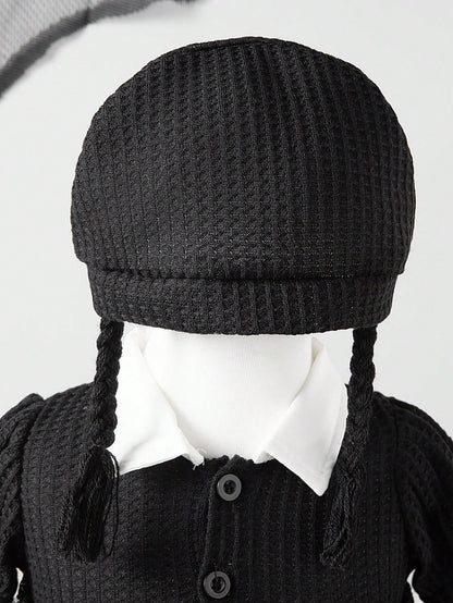 Newborn Baby Girl Halloween Braided Hat With Collar Mesh Dress Costume 2026 New Autumn Fashion Comfortable Cute