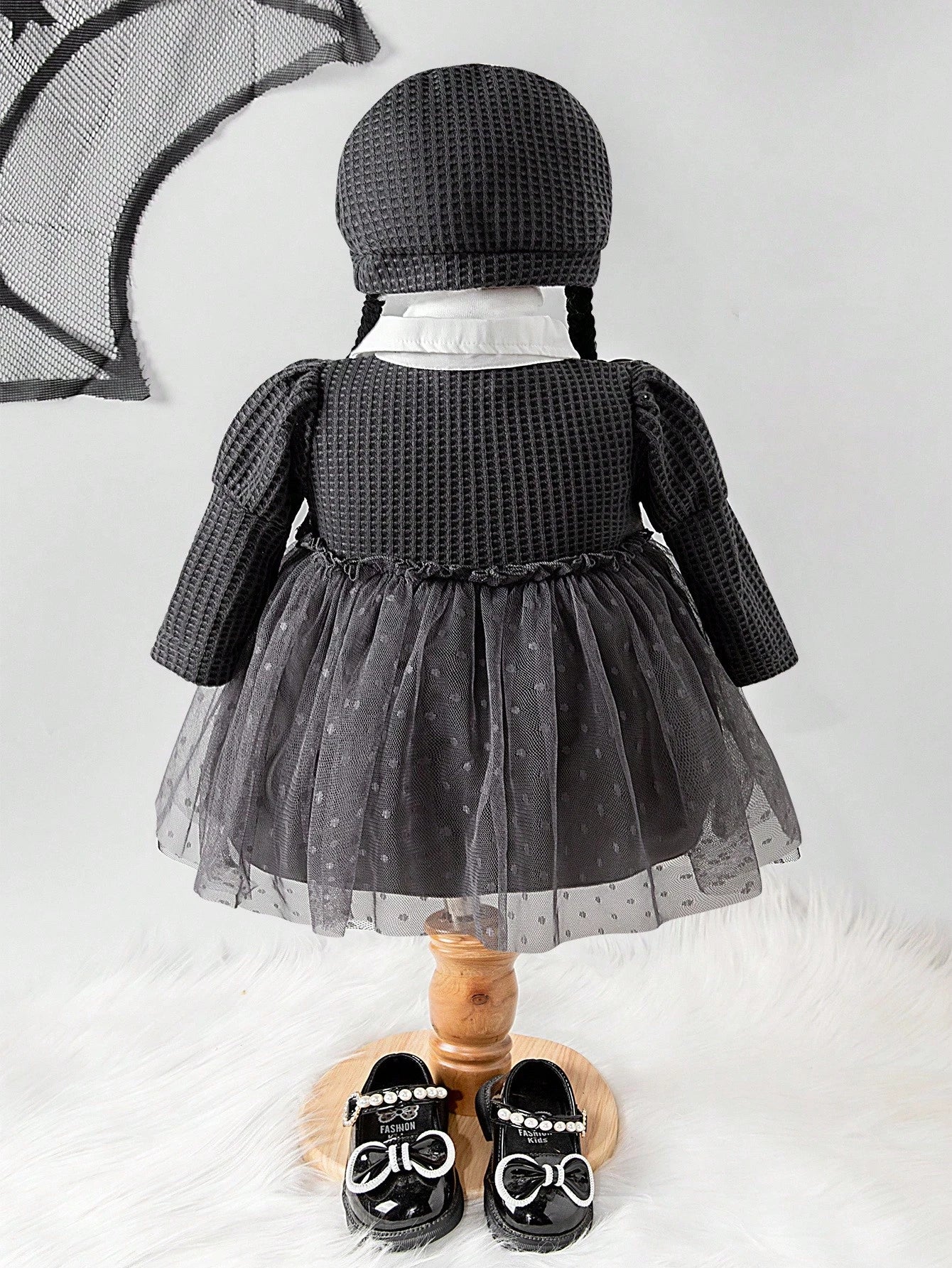 Newborn Baby Girl Halloween Braided Hat With Collar Mesh Dress Costume 2026 New Autumn Fashion Comfortable Cute