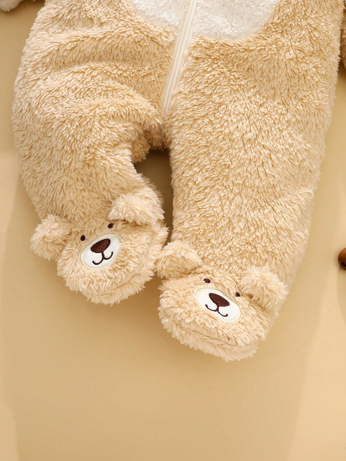 Newborn Bear Shaped Outfit, Includes Cute Bear 3D Shaped Hat, Bear Ear Hooded Long Sleeve Jumpsuit With Pants