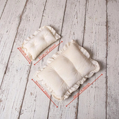 Newbron Photography Props Mattress With Pillow Posing Mat Soft Spandex Lace Rectangle Pillows Bed Mattress Doll Bed Mat Baby Girl Boy Photo