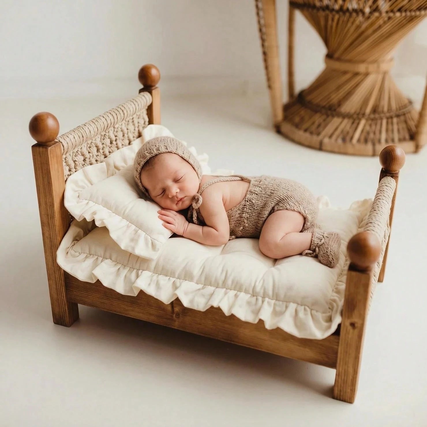 Newbron Photography Props Mattress With Pillow Posing Mat Soft Spandex Lace Rectangle Pillows Bed Mattress Doll Bed Mat Baby Girl Boy Photo