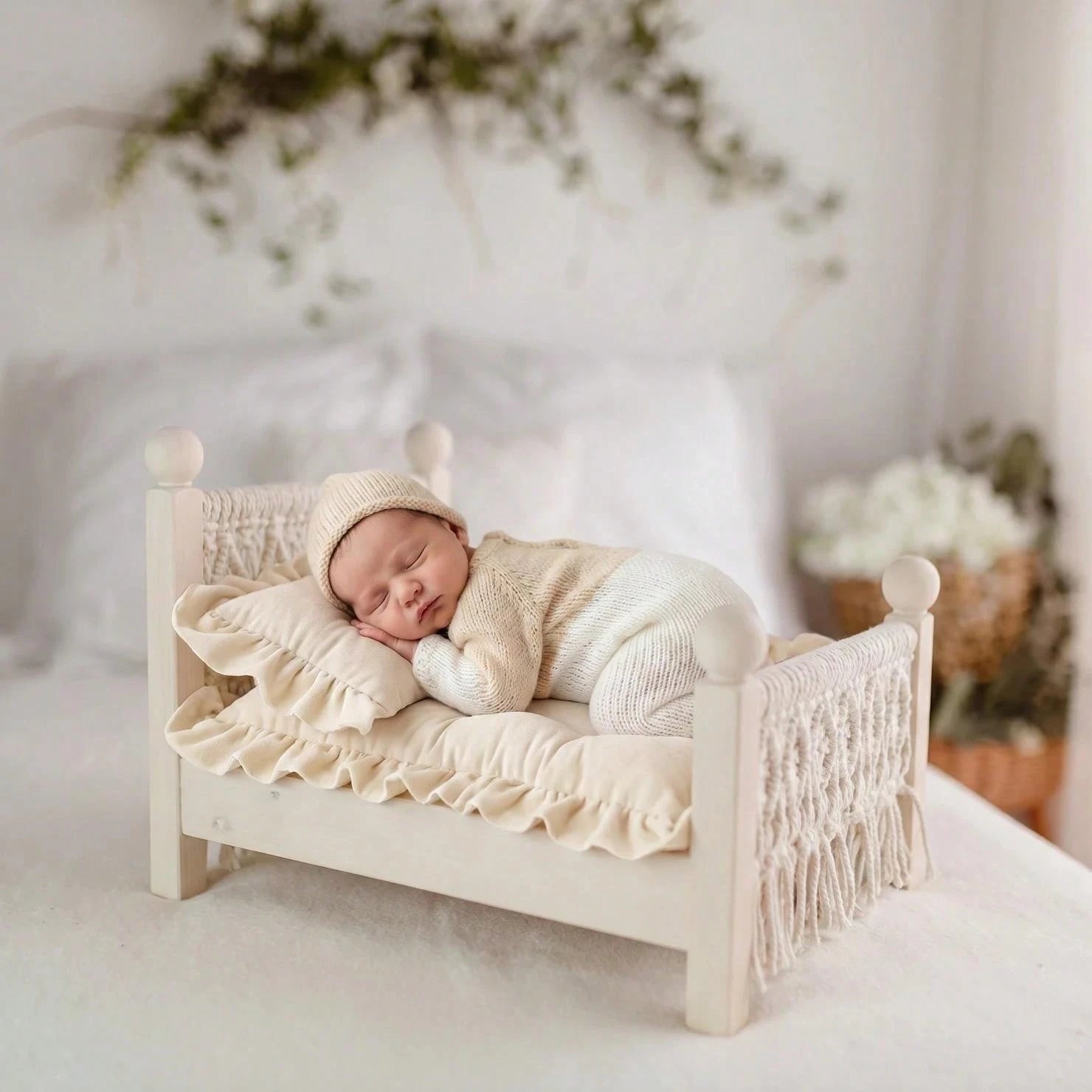 Newbron Photography Props Mattress With Pillow Posing Mat Soft Spandex Lace Rectangle Pillows Bed Mattress Doll Bed Mat Baby Girl Boy Photo