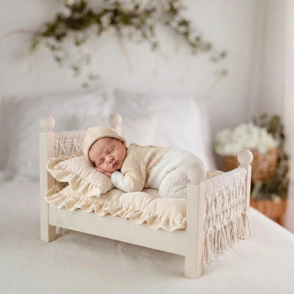 Newbron Photography Props Mattress With Pillow Posing Mat Soft Spandex Lace Rectangle Pillows Bed Mattress Doll Bed Mat Baby Girl Boy Photo