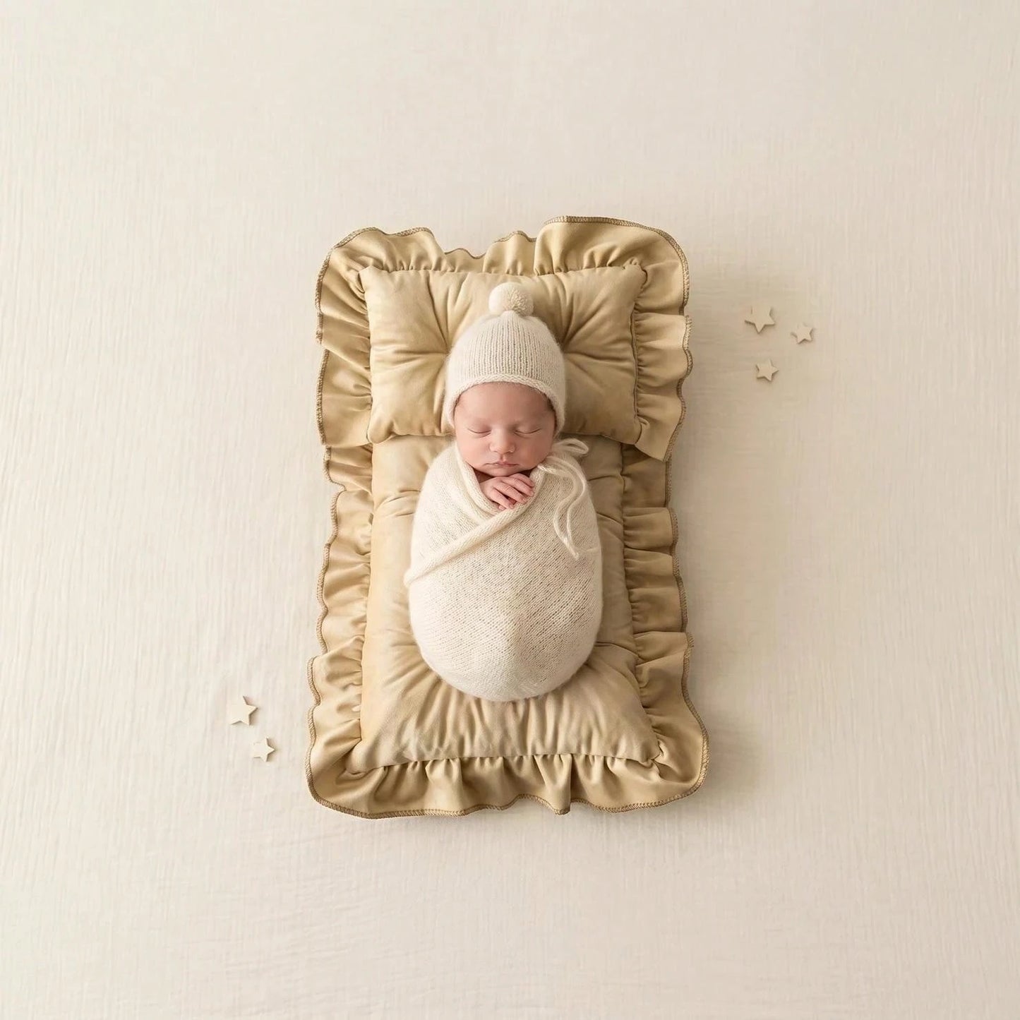 Newbron Photography Props Mattress With Pillow Posing Mat Soft Spandex Lace Rectangle Pillows Bed Mattress Doll Bed Mat Baby Girl Boy Photo