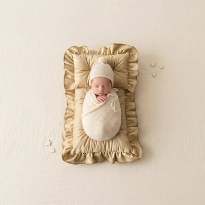 Newbron Photography Props Mattress With Pillow Posing Mat Soft Spandex Lace Rectangle Pillows Bed Mattress Doll Bed Mat Baby Girl Boy Photo