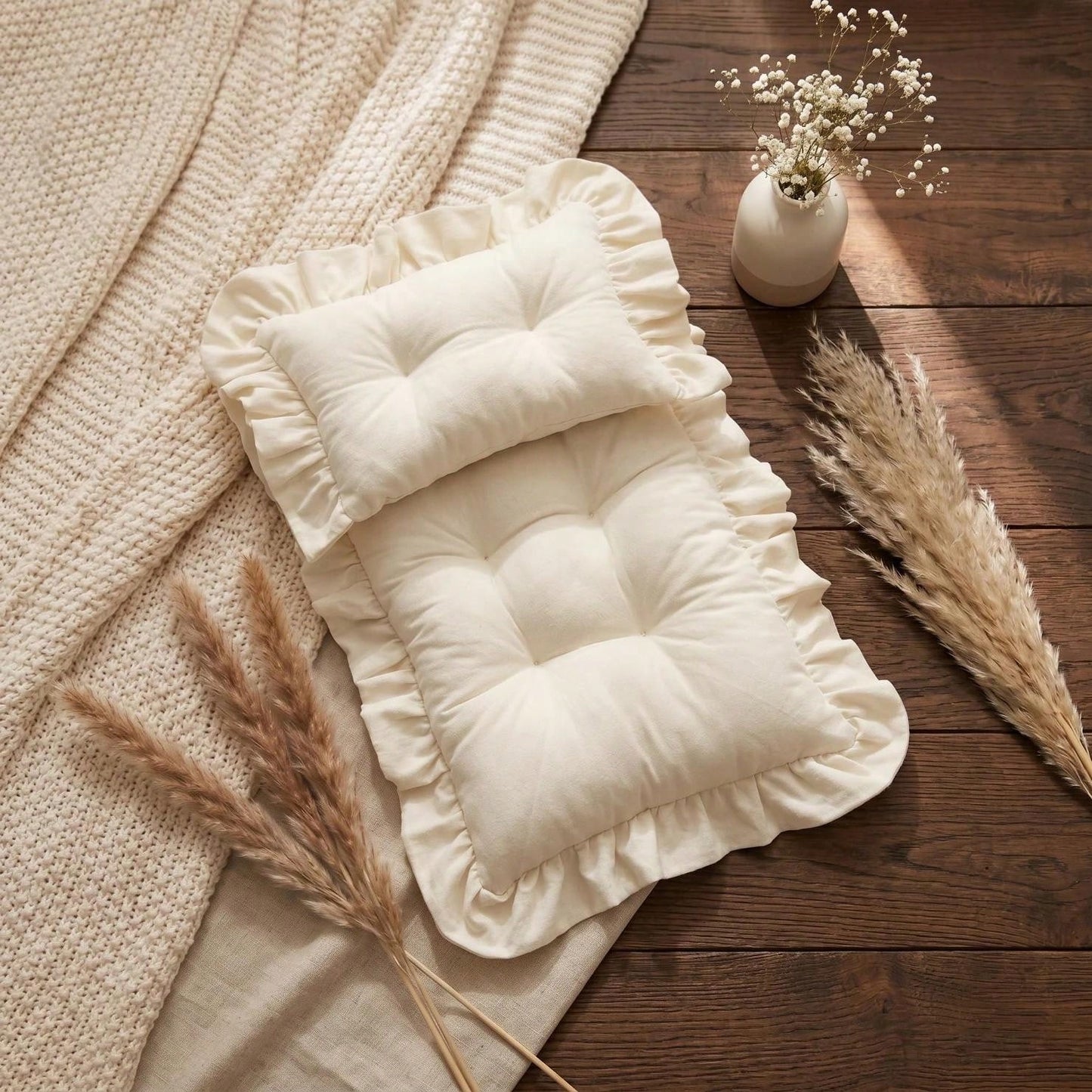 Newbron Photography Props Mattress With Pillow Posing Mat Soft Spandex Lace Rectangle Pillows Bed Mattress Doll Bed Mat Baby Girl Boy Photo