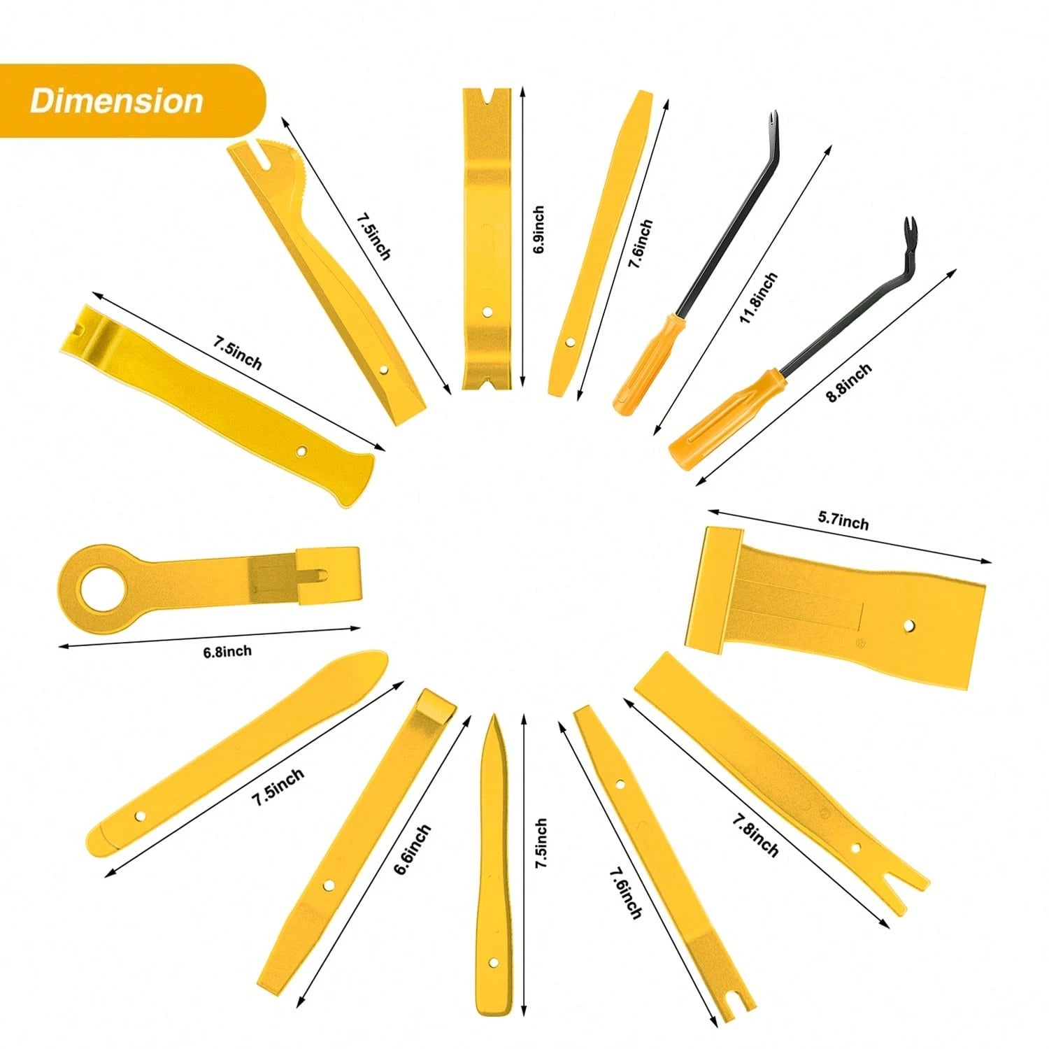 Nilight 13PCS Nylon Trim Removal Tool Set| For Bumper Fastener Rivet Clips Car Door Clip Panel Audio Video Dashboard Dismantle Yellow