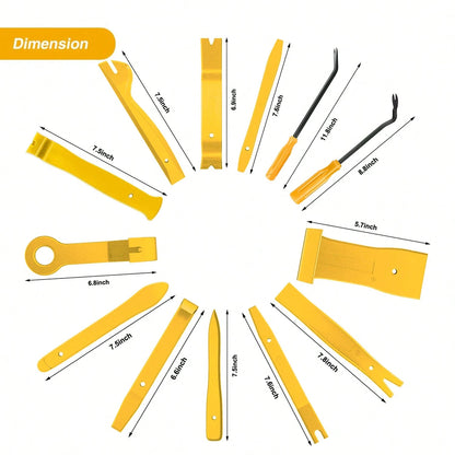 Nilight 13PCS Nylon Trim Removal Tool Set| For Bumper Fastener Rivet Clips Car Door Clip Panel Audio Video Dashboard Dismantle Yellow