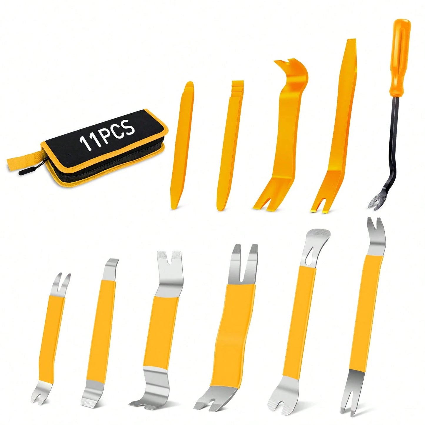 Nilight 13PCS Nylon Trim Removal Tool Set| For Bumper Fastener Rivet Clips Car Door Clip Panel Audio Video Dashboard Dismantle Yellow