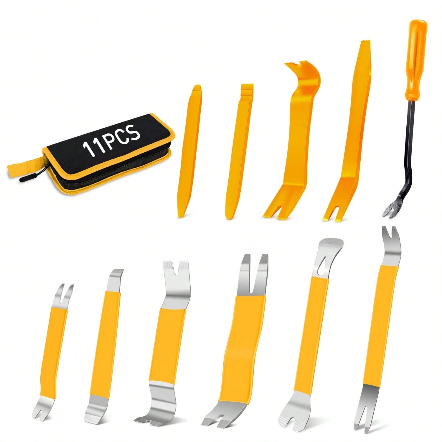 Nilight 13PCS Nylon Trim Removal Tool Set| For Bumper Fastener Rivet Clips Car Door Clip Panel Audio Video Dashboard Dismantle Yellow