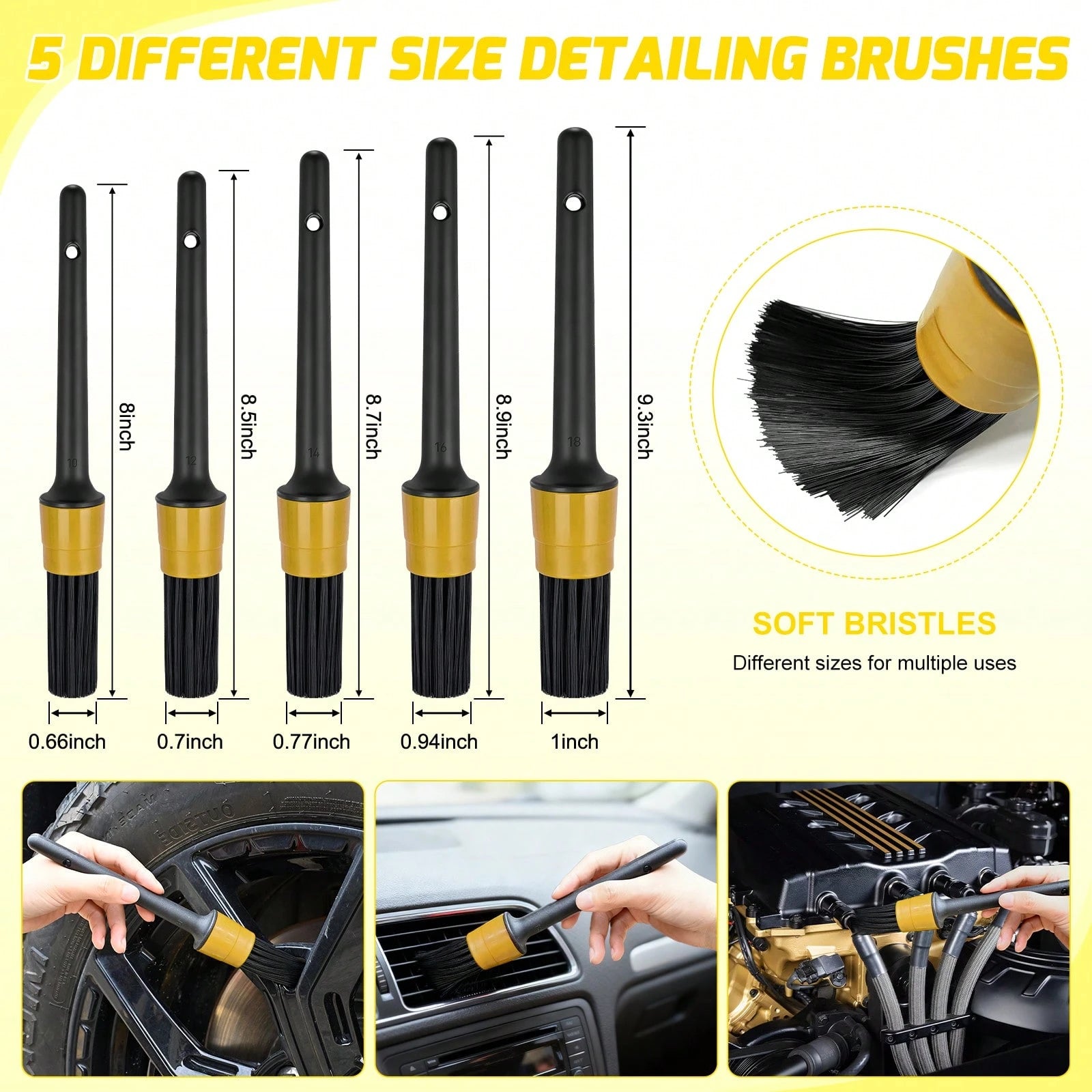 Nilight 27PCS Car Detailing Kit With Storage Carry Bag, Complete Auto Cleaning Tools Set For Interior & Exterior Deep Cleaning, Dashboard, Seats, Air Vents, Wheels, Tires & Windshield Care, Yellow