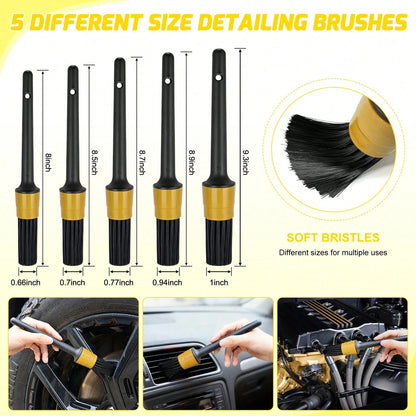 Nilight 27PCS Car Detailing Kit With Storage Carry Bag, Complete Auto Cleaning Tools Set For Interior & Exterior Deep Cleaning, Dashboard, Seats, Air Vents, Wheels, Tires & Windshield Care, Yellow