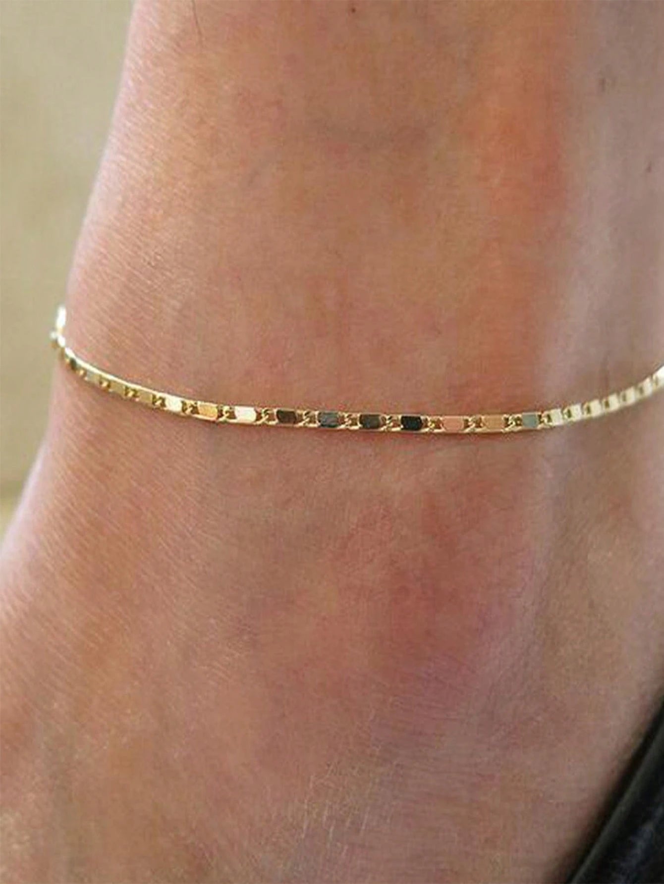 Nooxian 1pc Elegant & Cute Gold-Tone Stainless Steel Anklet For Women- Suitable For Casual Vacation, Summer Style, Daily Wear And Festive Occasions, Vacation Jewelry| Delicate Chain| Polished Finis