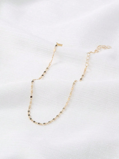 Nooxian 1pc Elegant & Cute Gold-Tone Stainless Steel Anklet For Women- Suitable For Casual Vacation, Summer Style, Daily Wear And Festive Occasions, Vacation Jewelry| Delicate Chain| Polished Finis