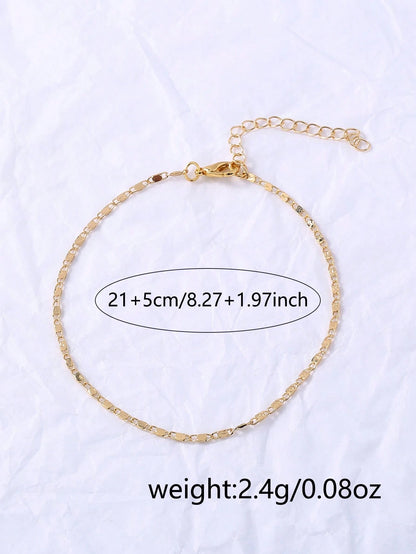 Nooxian 1pc Elegant & Cute Gold-Tone Stainless Steel Anklet For Women- Suitable For Casual Vacation, Summer Style, Daily Wear And Festive Occasions, Vacation Jewelry| Delicate Chain| Polished Finis