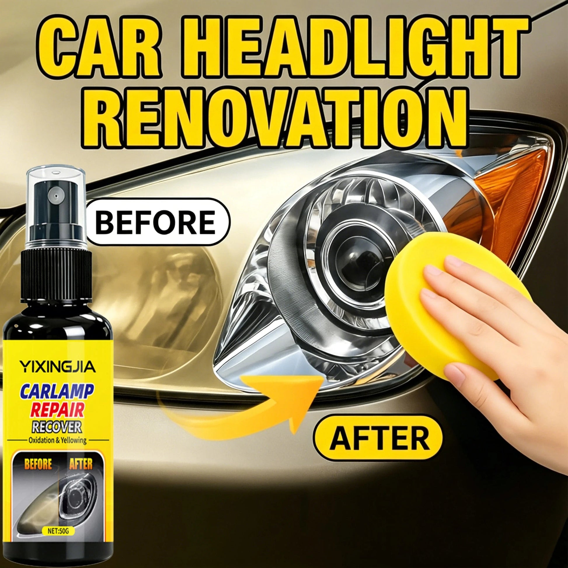 Nuokaiqi Headlight Restoration Kit- Advanced Oxidation & Yellowing Remover, Clear & Bright Headlights With Long-Lasting Protective Coating
