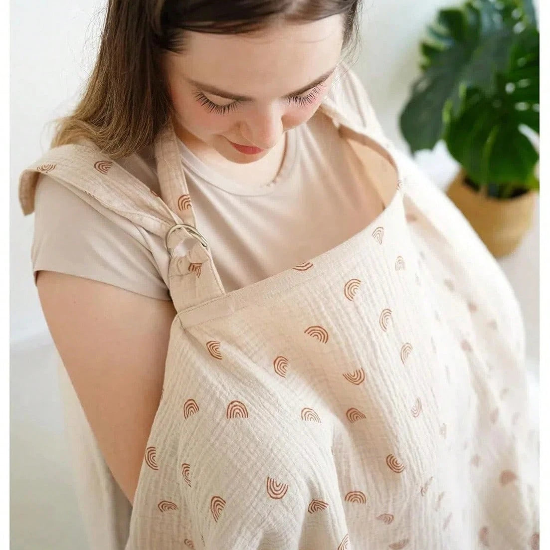 Nursing Covers For Breastfeeding, Privacy Breast Feeding Cover With Arch Neckline For Mom And Baby, Lightweight & Breathable Nursing Apron, Multi-Use Carseat Canopy, Stroller Cover, Adjustable & Comfo
