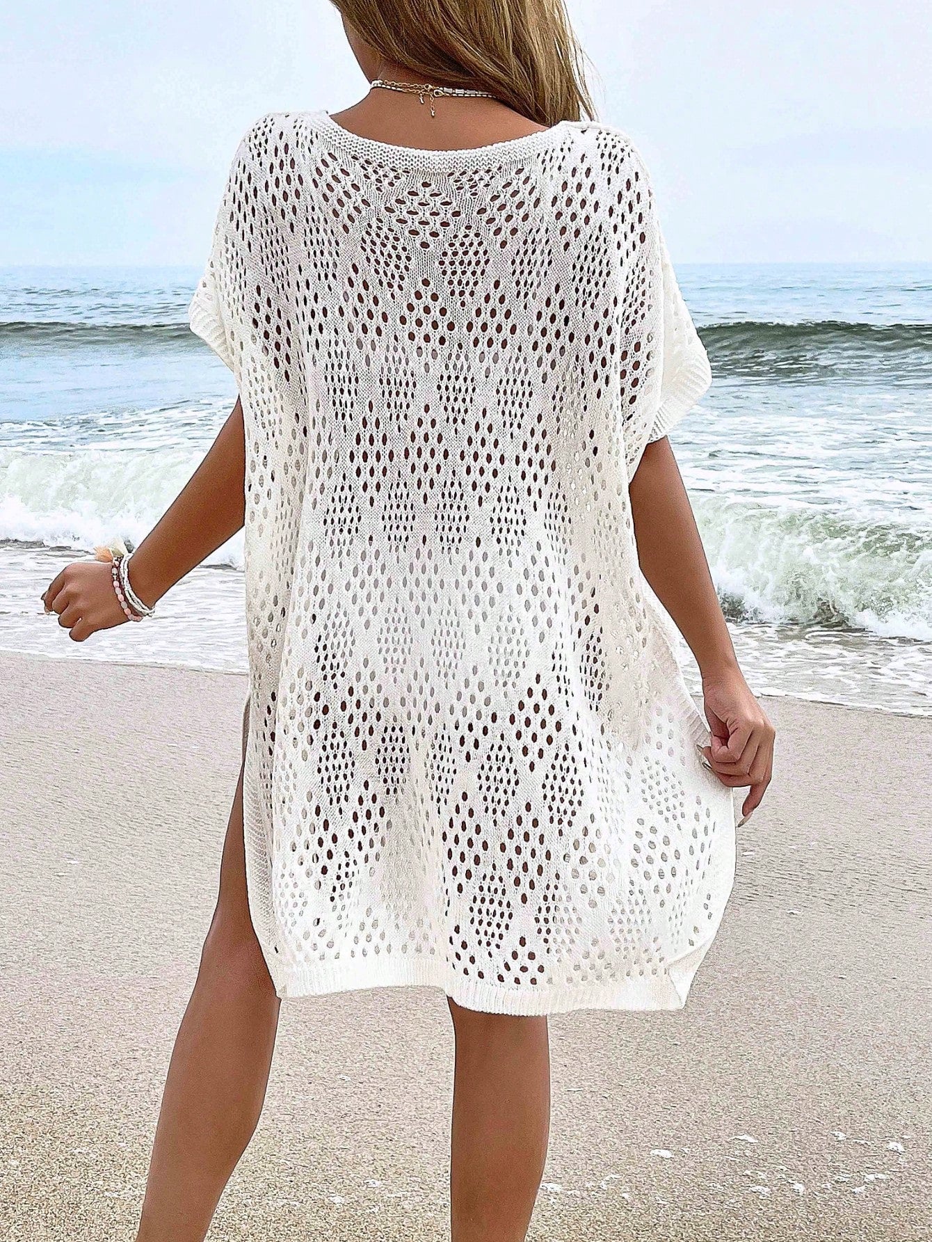 NZZOF Plus Size Women's Fashionable Casual Hollow Cover-Up Swimsuit Cover Up (Swimsuit Not Included) Vacation Beach Summer