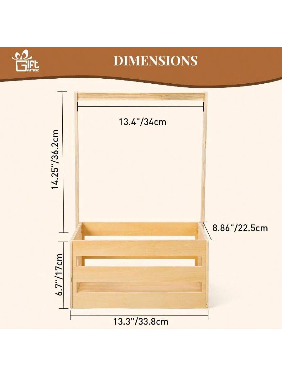Oaoleer 1pcs Wooden Baby Shower Crate Closet, Baby Storage Crate With Handle, Basket For Baby Shower Gifts, Welcome Gift Basket For Newborn Boys Girls