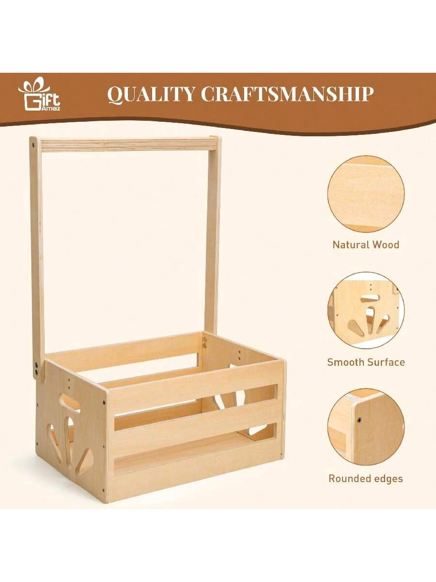 Oaoleer 1pcs Wooden Baby Shower Crate Closet, Baby Storage Crate With Handle, Basket For Baby Shower Gifts, Welcome Gift Basket For Newborn Boys Girls