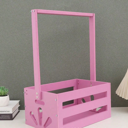 Oaoleer 1pcs Wooden Baby Shower Crate Closet, Baby Storage Crate With Handle, Basket For Baby Shower Gifts, Welcome Gift Basket For Newborn Boys Girls