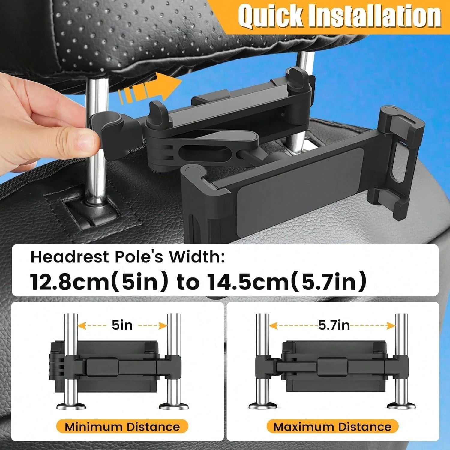 Oaoleer 2PCS Universal 360° Rotating Car Headrest Mount Holder For Tablets & Cell Phones, Adjustable Backseat Headrest Mount Compatible With Pad, Android Tablets, Smartphones, Switch, All 4-11 Inch De
