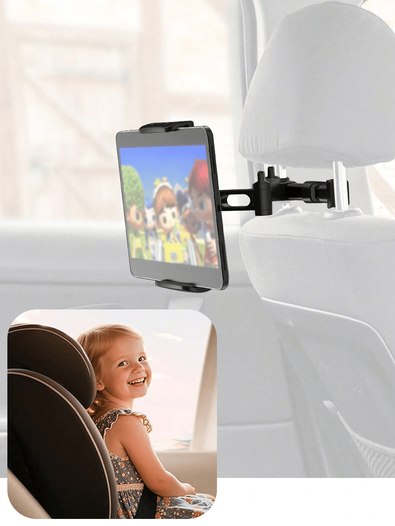 Oaoleer 2PCS Universal 360° Rotating Car Headrest Mount Holder For Tablets & Cell Phones, Adjustable Backseat Headrest Mount Compatible With Pad, Android Tablets, Smartphones, Switch, All 4-11 Inch De