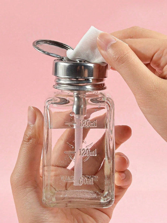 OBOVAY 180ml Glass Pump Bottle, Alcohol Dispenser Bottle, Suitable For Nail Salon, Leak-Proof, Anti-Evaporation, Nail Polish Remover Bottle, Good Sealing, Dispense Liquid Solvents, Anti-Static Nail Cl