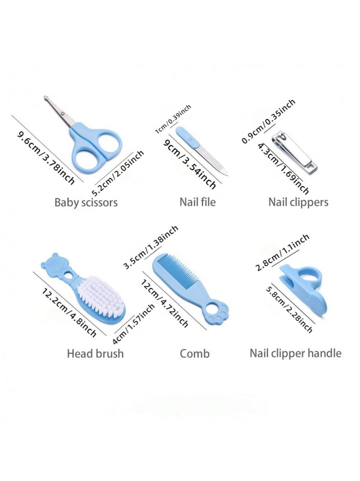 OBOVAY 6pcs Baby Care Set, Includes Baby Comb, Brush, Scissors, Children Grooming Set (Includes Comb, Nail Clipper, Nail Trimmer), Children Daily Care Set, Perfect Birthday And Holiday Gift, Plastic M
