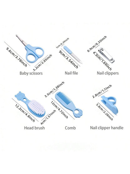 OBOVAY 6pcs Baby Care Set, Includes Baby Comb, Brush, Scissors, Children Grooming Set (Includes Comb, Nail Clipper, Nail Trimmer), Children Daily Care Set, Perfect Birthday And Holiday Gift, Plastic M