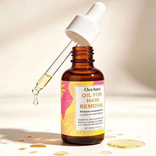 OceAura Cyperus Rotundus Natural Hair Care Oil, Plant-Based Smoothing Oil With Jojoba & Sweet Almond Oil, Post Hair Removal Soothing Nourishing Body Oil For Face Armpits Legs Arms