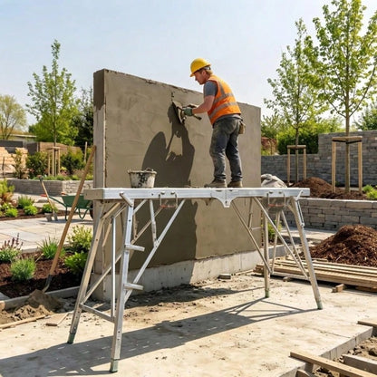 OJMD This Reinforced And Thickened Work Ladder Can Be Folded In Half And Features A Portable Handle. The Ladder Surface Is Covered With Anti-Slip Holes To Increase Friction. Suitable For Home Renovati