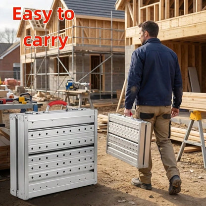 OJMD This Reinforced And Thickened Work Ladder Can Be Folded In Half And Features A Portable Handle. The Ladder Surface Is Covered With Anti-Slip Holes To Increase Friction. Suitable For Home Renovati