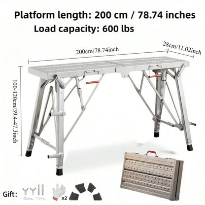 OJMD This Reinforced And Thickened Work Ladder Can Be Folded In Half And Features A Portable Handle. The Ladder Surface Is Covered With Anti-Slip Holes To Increase Friction. Suitable For Home Renovati
